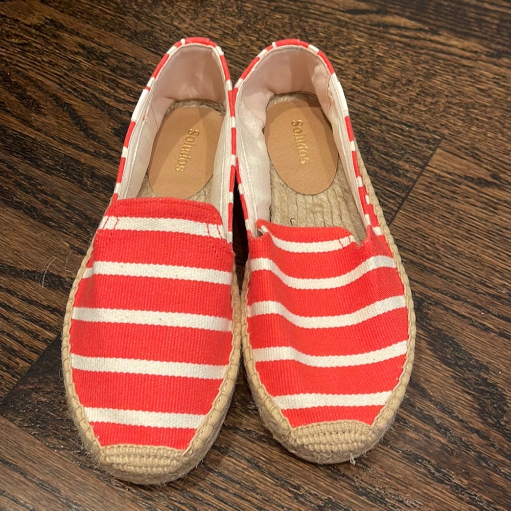 Soludos orange and white espadrille flats 6.5 NWT